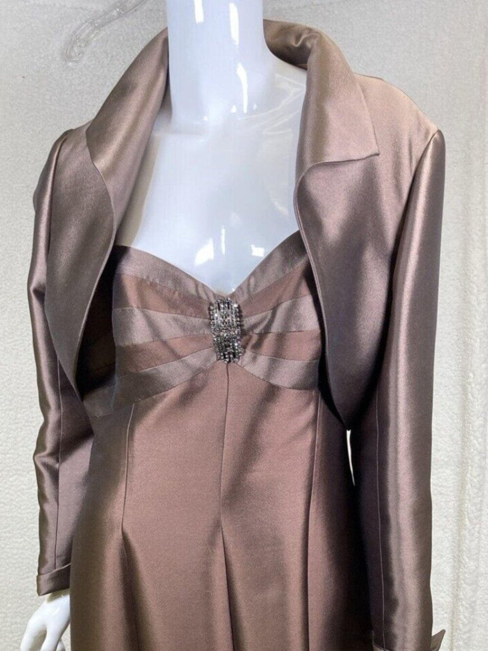 2pc Formal Evening Dress Silk Wool Blend Dress Jacket, Mother of Bride Size 12